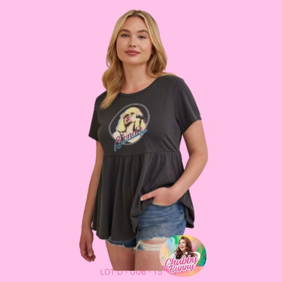 Torrid Blondie Babydoll Tee Size 5 Black Cotton Wash Classic Fit - Picture 1 of 6